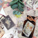 Cotrida 60pcs Vintage Postage Stamp Stickers, Aesthetic Botanical Deco Paper Sticker for Scrapbooking, Journaling Supplies, Planners, Kid DIY Art Crafts, Bullet Journal Ephemera