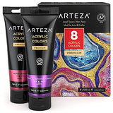 Arteza Metallic Acrylic Paint and Canvas Bundle, Painting Art Supplies for Artist, Hobby Painters & Beginners