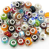 Mix Murano Glass Beads Fit European Charm Bracelet Silver Color Spacer by eART 100 pcs