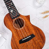 Enya EUT-M6 Cutaway Tenor Ukulele 26 Inch All Solid Mahogany with DAddario Strings Beautiful Inlay and Gloss Finish