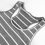 Roselux Women's Sleeveless Scoop Neck Striped Maxi Sundresses Loose Racerback Long Dress (Dark Gray,M)