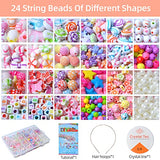 DIY Bead Jewelry Making Kit, Kids DIY Bracelets Necklaces Hairbands Rings Beading Kit Gifts for Girls Ages 6-12, 450Pcs+