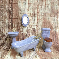 BESTLEE Dollhouse Furniture Miniature Bathroom Set Purple Bathroom Accessories 4PCS-1:12 Scale (Violet)