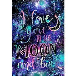 DIY 5D Diamond Painting by Number Kits, Crystal Rhinestone Diamond Embroidery Paintings Pictures Arts Craft for Home Wall Decor, Full Drill,I Love You to The Moon and Back (J4764XKMY-11.8X15.7in)