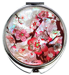 Compact Makeup Mirror Cosmetic Korean Mother of Pearl Lacquered Apricot Tree #33