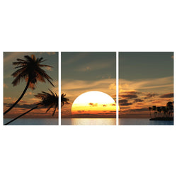 GEVES Seaside Sunset Landscape Coconut Palm Contemporary Wall Art Canvas Painting Home Wall Decor Prints Posters for Living Room Bedroom Ready to Hang
