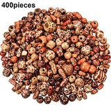 Bememo 400 Pieces Printed Wooden Beads Various Shapes Loose Wood Beads for Jewelry Making DIY