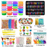 Scientoy Slime Kits, 113 Pcs DIY Slime Making Supplies for Kids ,DIY Box Includes 24 Crystal Slime with containers, Slime Charms ,Glitters, Foam Balls, Fruit Slices, Fishbowl Beads for Girls & Boys
