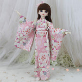 BJD Doll Clothes Japanese Bronzing Flower Pattern Kimono for SD BB Girl Ball Jointed Dolls,D,1/6