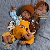 JIZHI Lifelike Reborn Baby Dolls Black - 17-Inch Soft Full Body Realistic-Newborn Baby Dolls Real Life Baby Dolls with Feeding Kit & Gift Box for Kids 3 4 5 6 7 + Years Old