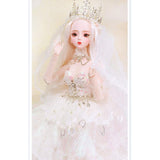 Bjd Doll 1/3 Doll 62cm 24.4 Inches Princess Doll Wedding Dress High-end Custom Made Costume Limit Bjd Doll 34 Joint Doll,Angela(White)
