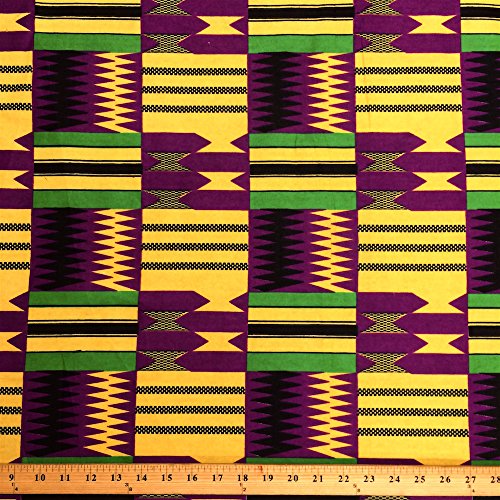 Kente African Print Fabric Cotton Print 44'' wide Sold By The Yard (19004-6)