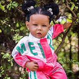 Rebornova Reborn Baby Dolls Black Girl, African American 20 Inch Realistic Newborn Baby Dolls with Lifelike Soft Body Silicone Limbs Birthday Gift Set for Ages 3+
