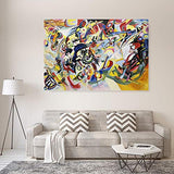 AMANUO Kandinsky Hand Painted Oil Paintings 60X40 Abstract Canvas Wall Art Rolled Up 150X100 cm - Composition 7 1913