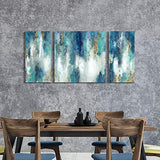 UTOP-art Modern Canvas Wall Art Painting: Blue & White Abstract Artwork Picture for Living Rooms