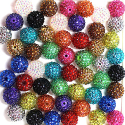 20mm Mix of 52 Metallic style Rhinestone Chunky Bubblegum Beads 13 Colors Resin Gumball