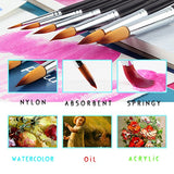 Round Pointed Tip Brushes – Amagic 9 Pcs Synthetic Nylon Art Paint Brush Set for Acrylic Watercolor