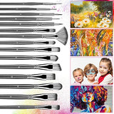 Shiseptic Artist Paint Brushes Set of 15 Different Size Anti-Shedding Art Brushes Kits for Beginners and Professionals，Perfect for Acrylics, Watercolor, Gouache, Oil and Fabric.