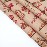 RayLineDo 100% Cotton Linen Printed Fabric Christmas Red Milu Deer Patchwork Tablecloth 150cm -