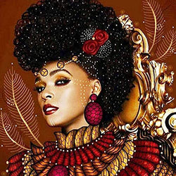 Ginfonr 5D Diamond Painting African Custom Women, Exotic Beauties, by Number Kits Girls Fairies Paint with Diamonds Full Drill Art Crystal DIY Embroidery Rhinestone Decor Craft (12x12 inch)-Gms8