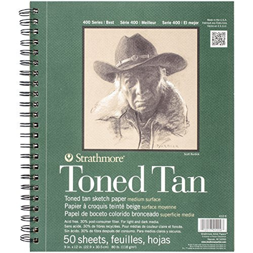 Strathmore 400 Series Toned Tan Sketch Pad, 9"x12" Wire Bound, 50 Sheets