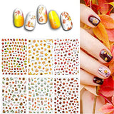 Whaline 1000+ Autumn & Halloween Nail Art Stickers 12 Sheet Fall Leaves Pumpkin Bat Ghost Pattern Nail Decals Self-Adhesive Nail Decoration for Autumn Halloween Party Favors Nail DIY Women Girls