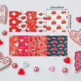 30 Pieces Valentine's Day Craft Fabric 10 x 10 Inch Romantic Fabric Bundles Sewing Heart Pattern Fabric Squares Printed Valentine Theme Fat Quarters Quilting Precut Flower for DIY Crafts