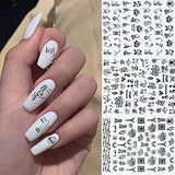 Flower Nail Stickers,Black Rose Nail Art Stickers Decals 3D Self-Adhesive Nail Art Supplies 8 Sheets Flower Abstract Face Unicorn Designs Designers Nail Decals for Acrylic Nails Manicure Tips
