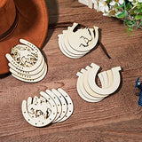 Horseshoe Shape Wood Cutouts for Crafts Unfinished Wooden Horseshoes Small Cowboy Party Decor Blank Horseshoe Arts and Craft Wood Horse Cutout Western Craft Supplies DIY Wood Discs Slices (96)