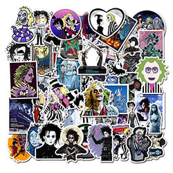 Famous Movies Tim Burton Stickers 50 Packs Sweeney Todd, Corpse Bride, Sleepy Hollow, Edward Scissorhands Stickers for Water Bottles Laptop Bike Car Guitar Luggage Skateboard Best Gift for Kids Teen