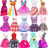 18INDC 11.5 Inch Girl Doll Clothes and Accessories 30Pcs Includes -5 Fashion Outfits 5 Fashion Skirts 10 Mini Dresses 10 Shoes for Girl Doll Casual Wear for Girls Ages 3 and Up