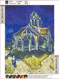 Orville Chapel Diamond Painting,Paint By Numbers Van Gogh Full Drill Diamond Art Kits for Adult, DIY Mosaic Making Paint with Diamonds, Home Decor Canvas Painting Gift (12x16 Inches)