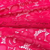 Stretch Lace Fabric Embroidered Poly Spandex French Floral Florence 58" Wide by the yard (Fuchsia)