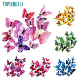 Wall Decal Butterfly, Topixdeals 48 PCS 3D Butterfly Stickers with Sponge Gum and Pins, Removable Wall Sticker Decals for Room Home Nursery Decor