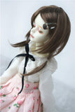 Doll Wigs JD509 1/3 1/4 1/6 Short Brown Braids Synthetic Mohair BJD Doll Wigs (Brown, 7-8inch)
