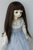 JD371 8-9inch 21-23CM Miranda Doll Wigs 1/3 SD Synthetic Mohair Doll Wigs Miranda Long Hair with Full Bang BJD Wig (Coffce Black)