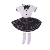 Fityle 4 Pieces Clothes Suit T-Shirt Pleated Skirt Stocking JK Uniform for 1/3 BJD Night Lolita DOD LUTS AS Doll Outfit