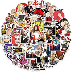 Buffy the Vampire Slayer TV Stickers 50PCS Halloween Decorations Cool Girl Buffy US TV Stickers Vinyl Waterproof Stickers for Laptop Bumper Water Bottles Computer Phone Hard hat Car Stickers and Decals car Stickers for Teen