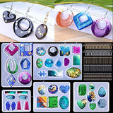 195Pcs Silicone Epoxy Resin Casting Molds Tools Set for DIY Jewelry Craft Making Including Pendant, Bracelet, Earring, Diamond (Resin Jewelry Molds)