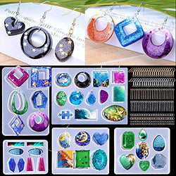195Pcs Silicone Epoxy Resin Casting Molds Tools Set for DIY Jewelry Craft Making Including Pendant, Bracelet, Earring, Diamond (Resin Jewelry Molds)
