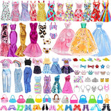 95Pcs Doll Clothes and Accessories Including Princess Dresses Sequins Dresses Suspender Dress Tops & Pants Bikinis Handbag Shoes Jewelry Accessories Random Style for 11.5 inch Girl Doll