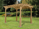Suncast 10' x 12' Wood Pergola - Open Stable Pergola Perfect for Outdoor Settings, Backyards, Gardens, Patio BBQs, Outdoor Party