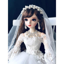 Fashion Design BJD Doll 1/3 SD Doll Full Set 60cm 18 Jointed Bride Dolls Handmade Toy + Clothes + Socks + Shoes + Wig + Makeup,A