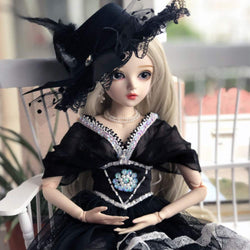 Y&D BJD Doll 1/3 SD Dolls Black Princess Dress 23.6 inch Jointed Dolls Toy Action Figure Full Set Clothes + Makeup + Accessories,C