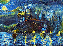 westlake art - Starry Night Castle Night Boats - 16x20 Poster Print Wall Art - Abstract Artwork Home Decor Office Birthday Unframed 16x20 Inch (654EE)