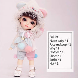 1/8 Bjd Doll Sd Doll 16cm 6.2 Inches Simulation Doll Toy Full Set -with Clothes, Wig, Shoes, Birthday Children's Day, B