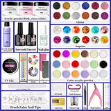 Morovan Acrylic Nail Kit - 42 Colors Glitter Acrylic Nail Powder Monomer Acrylic Nail Liquid Set Nail Tips Acrylic Powder System for Nail Extension and Decoration 3D Manicure DIY Acrylic Nails