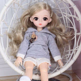 10 Inch Doll 15 Movable Joints Doll 26cm 1/6 Brown Eyeball Artificial Eyelashes Dolls with Fashion Dress for Girls Gift Toy