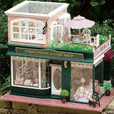 Flever Dollhouse Miniature DIY House Kit Manual Creative with Furniture for Romantic Artwork Gift (Travel in Paris Cafe Plus Dust Proof Cover)