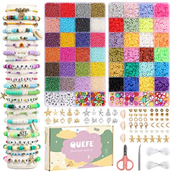 QUEFE Bracelet Making Kit 20000pcs 2mm Glass Seed Beads 3600pcs Clay Beads for Jewelry Making with Smiley Face Bead Letter Beads Charms Pendants Heishi Beading Supplies for Girls Handmade Gift